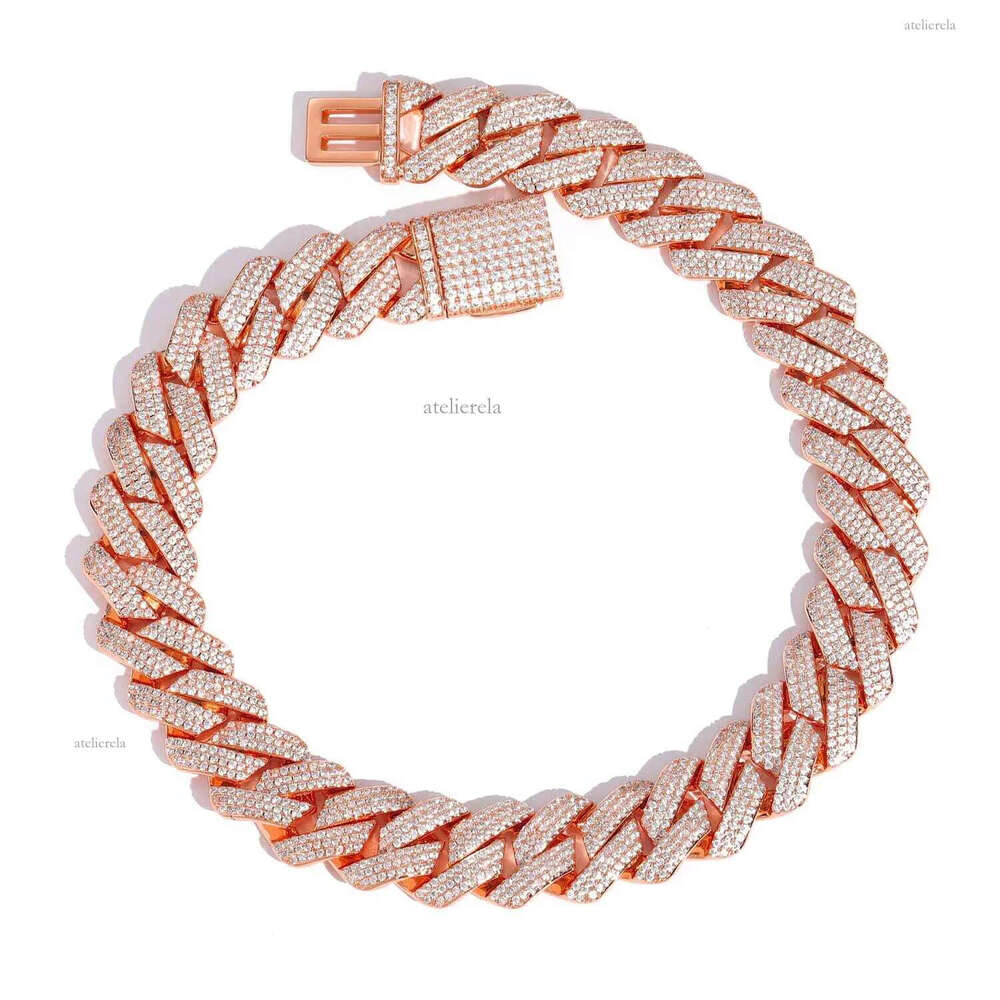 Necklaces Fashion Hip Hop Full Iced Out 20MM Wide 3 Rows Prong Setting VVS Moissanite Cuban k Chain