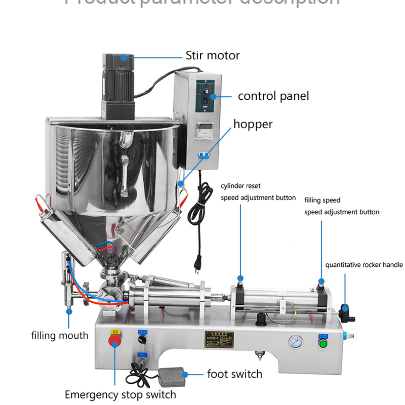Viscous Paste Filling Machine Heating Stirring Mixing for Food Cream Bottle Filler Liquids Watercress Sauce Gel Filling Machine