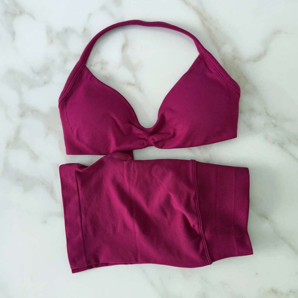 Impact Gym 2 Piece Women Strappy Bra Top Workout Scrunch Shorts Sports Suit Fiess Clothes Seamless Outfits Yoga Set