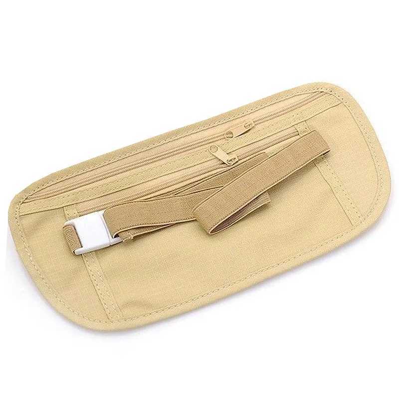 Neutral travel waist bag passport money strap hidden security wallet black zipper waist bag Z250407