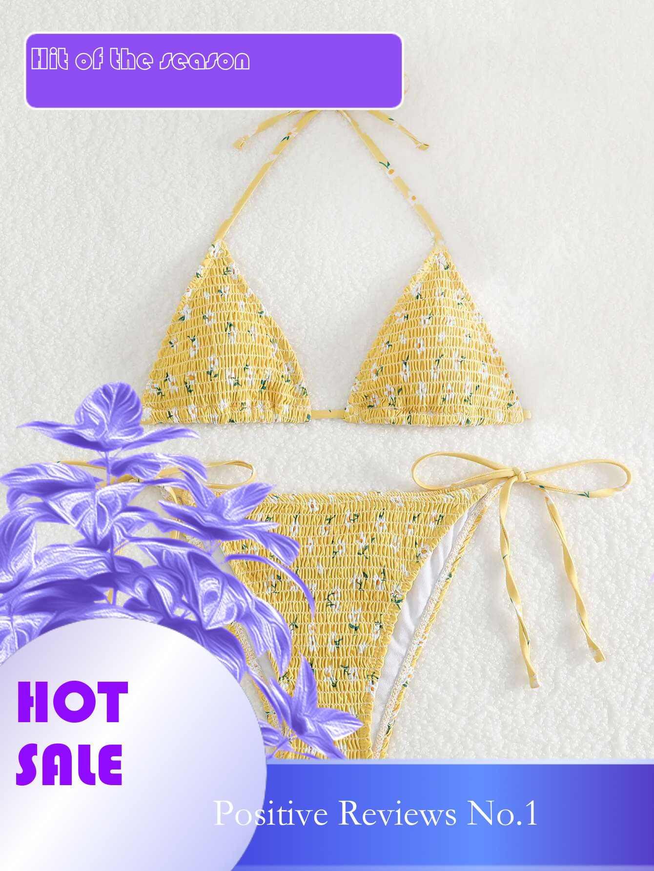 Dongdumaoyi Sexy Pleate Bikini Set Women Brazilian Yellow Floral Print Push Up Micro Swimsuit Cute Lace Bathing Suit Thong Swimwear