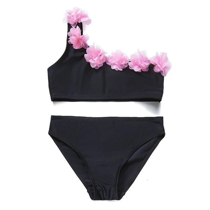 Childrens Swimwear Set Girls Lace Bikini Suit Kids Flowers Split Swimsuit 2 Pieces Summer Seaside Beachwear 3-12 Years 250407