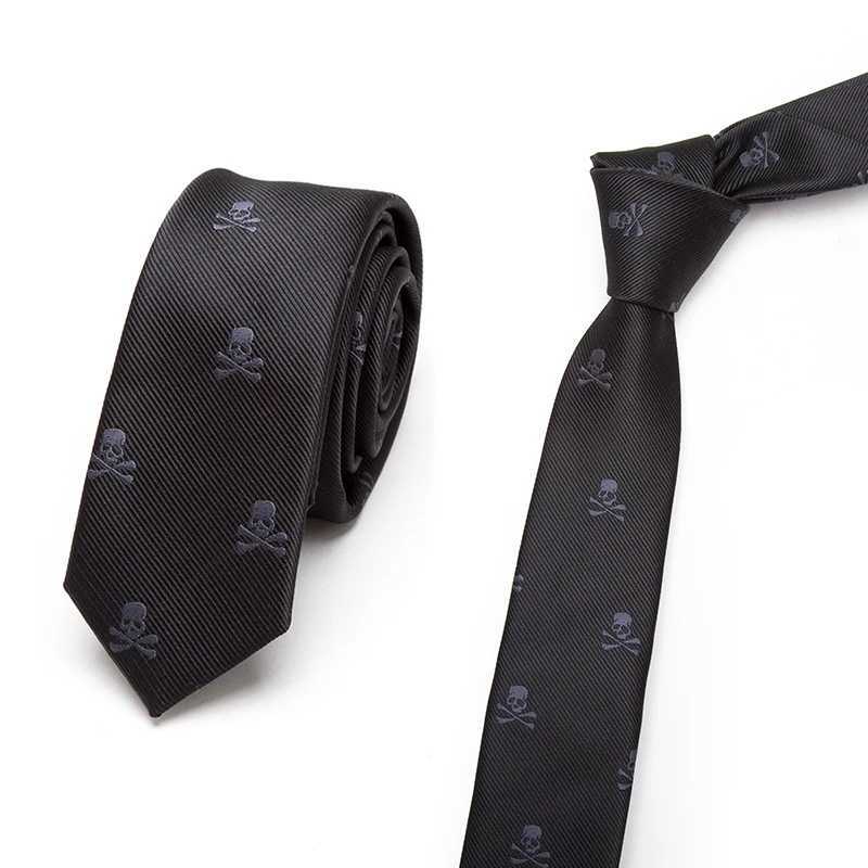 New Slim Skl Ties for Men Wen Classic Polter Black Neckties Fashion Man Tie Wedding Party Cosplay Neckwear Accessories X250407