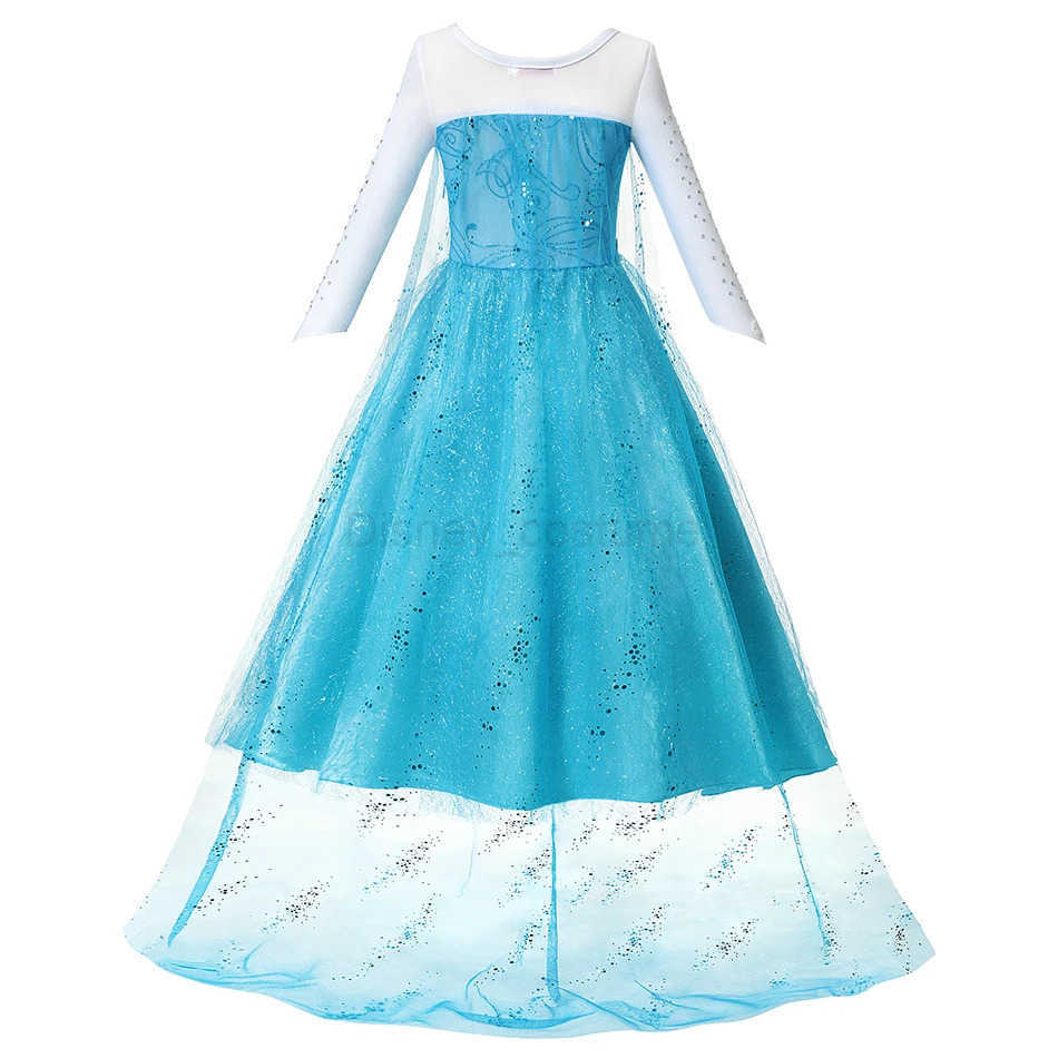 Disney Baby Girl Princess Elsa Costume Snow Birthday Party Beading Dress for Kids Fancy Carnival Cosplay 2-12Y Children Outfits Dresses X250408