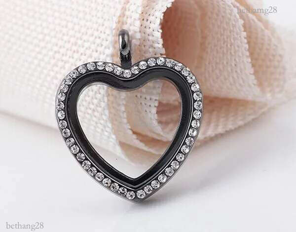 10PCS/lot Mix Colors Rhinestones Heart Shape Floating Locket Pendant Glass Living Magnetic Memory Locket