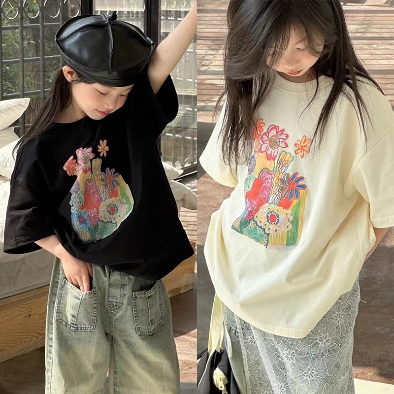 Ddmyshoesvip Korean Clothing Girls Printed Short Sleeved Summer Children S Pullover Half Sleeve T Boys Stylish Top T Shirt