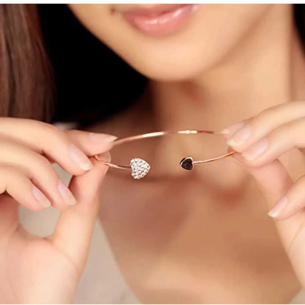 2024 New Arrival Fashion Adjustable Crystal Double Bow Bilezik Cuff Opening Bracelet for Wen Jewelry GiftsC250408