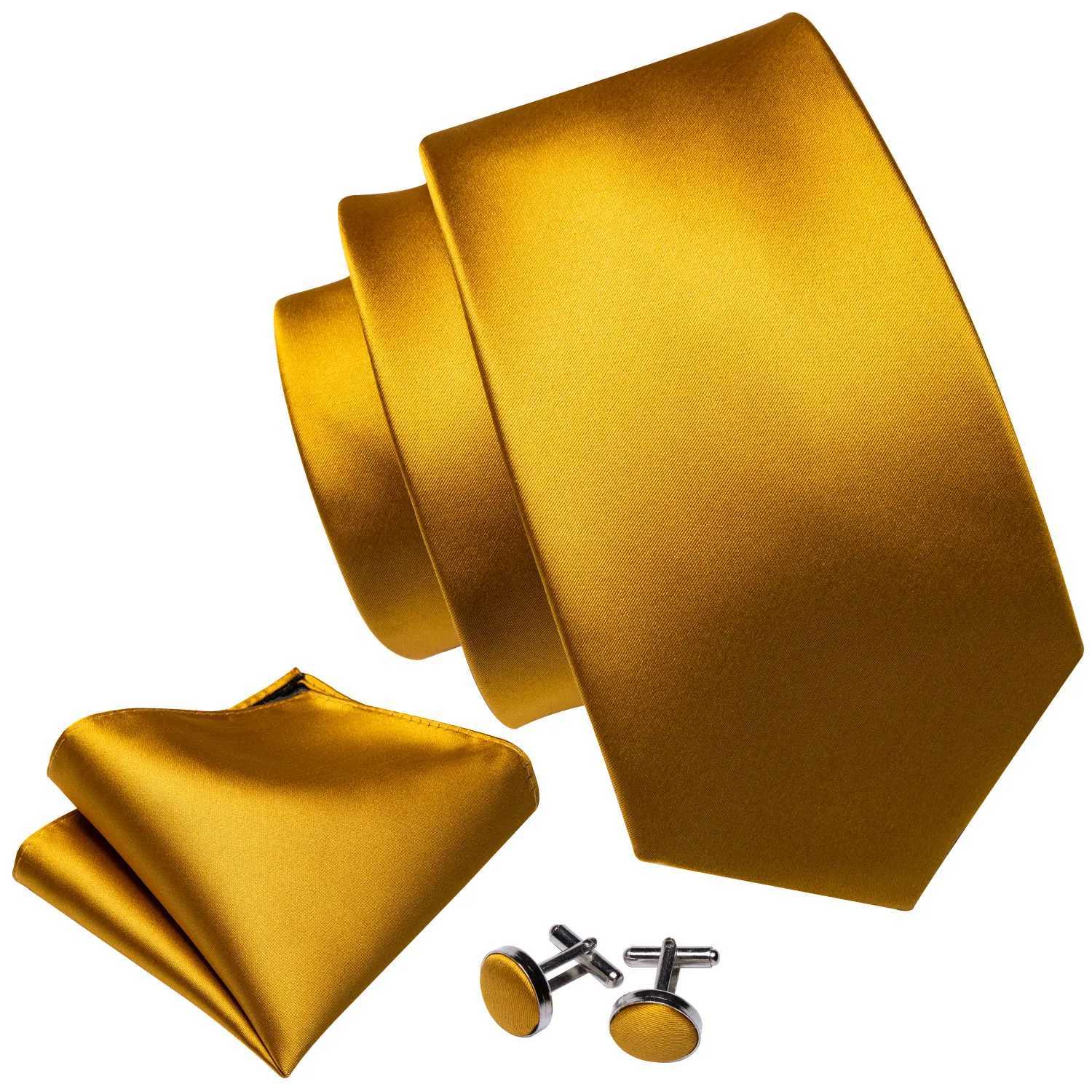 Barry. Gold Beige w Brown Tip Silk Men Tie Handkerchief Cufflink Set Jacquard Necktie for M Wedding Business Party X250407