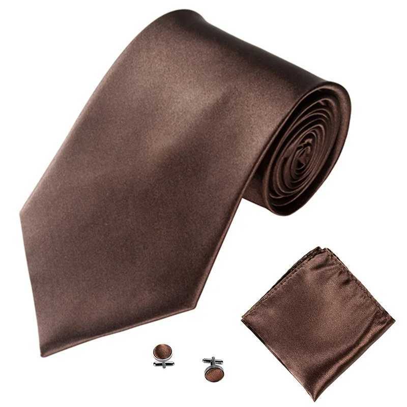Fashion Tie Set for Men Wen 10CM 4 Wedding Accessories Satin Solid Black Red Blue Gray w Cufflinks Hanky Necktie Sets X250407