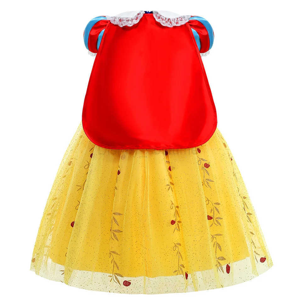Disney Girls snow-white dress childrens luxurious embroidered dress and cape childrens classic princess dress costume Halloween role-playing costume X