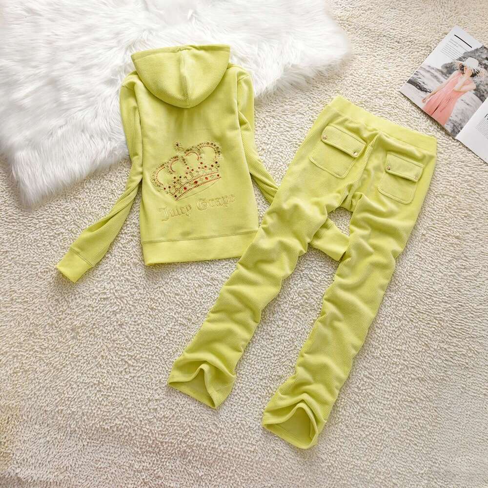 Veet Tracksuit Large Gemstone 3D Pattern Winter Warm Outdoor Sports Women Casual Hooded Sweatshirt Suit