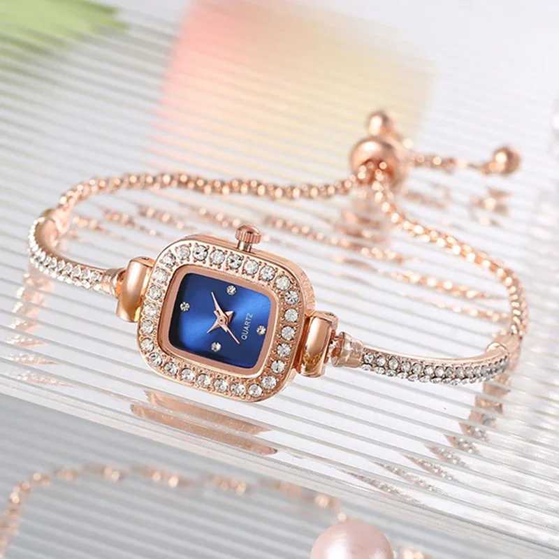 Adjustable Womens Steel Bracelet Watch Quartz Luxury Fashion Small Square Dial Watch Popular Watch Elegant Reloj MujerT250408