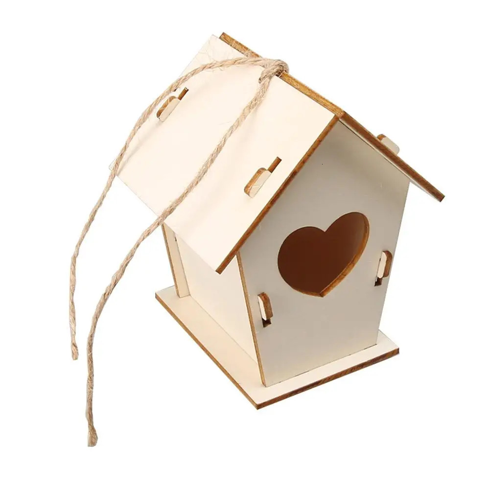Wooden mini birdcage outdoor hanging birdhouse box DIY painting blank wooden garden birdcage courtyard decoration bird parrot nest 250403