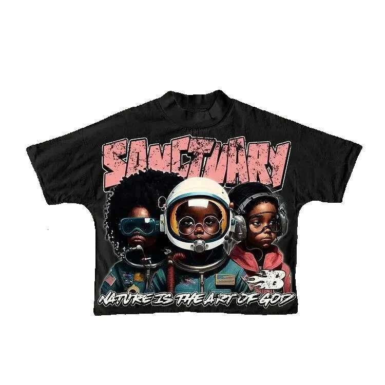 Haruku astronaut pattern oversized Y2K top 100 cotton Gothic T-shirt professional selection sportswear men's wear