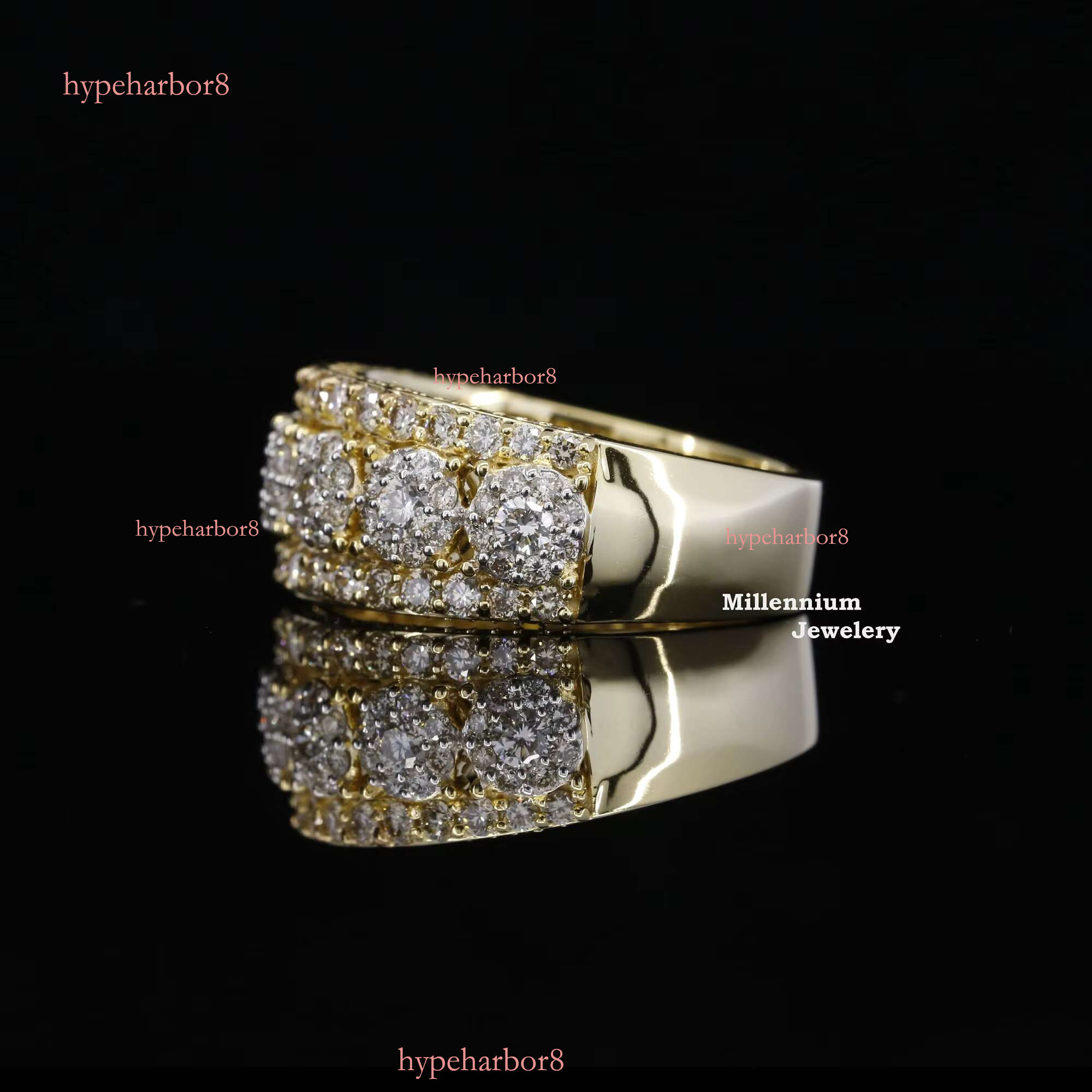 High quality sandstone gold-plated pure silver, hip-hop ice cold ring for women, priced at