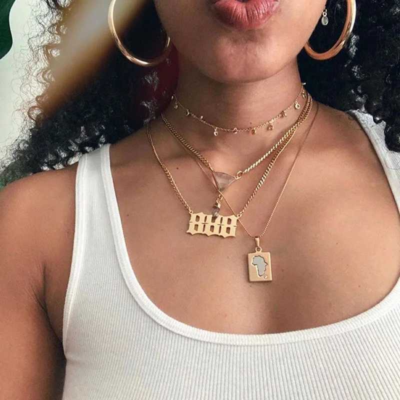 444 666 777 Angel Number Necklace Devil Angel 999 222 111 Necklace For Women Collares Chain Stainless Steel Minimst JewelryC250407