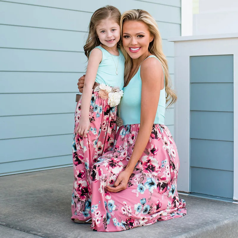 Summer Mommy And Me Dress Mother Kids Family Matching Outfits Fashion Print Baby Girl Clothes Children Dresses 1-9 Years 250407