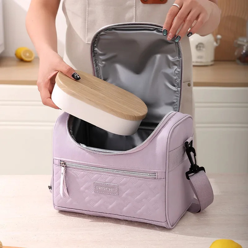 womens shoulder insulation bag ice pack bento large capacity thick food refrigeration student lunch box 250401