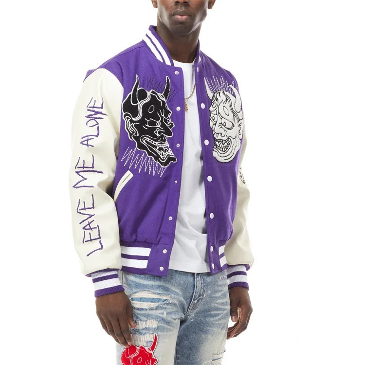 Customized Wool Academy Mens Team Jacket Womens Leather Pure Purple Letter Baseball Versity 250407
