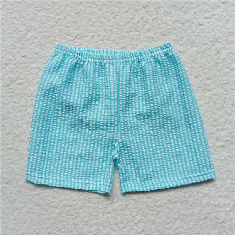 Wholesale western boutique clothing for baby girls boys summer slibling seersucker shorts 250408