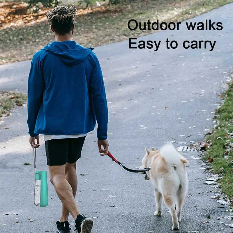 free shipping Pet bottle portable foldable dog dispenser outdoor walking Chihuahua water bowl for small and large dogs Y250407