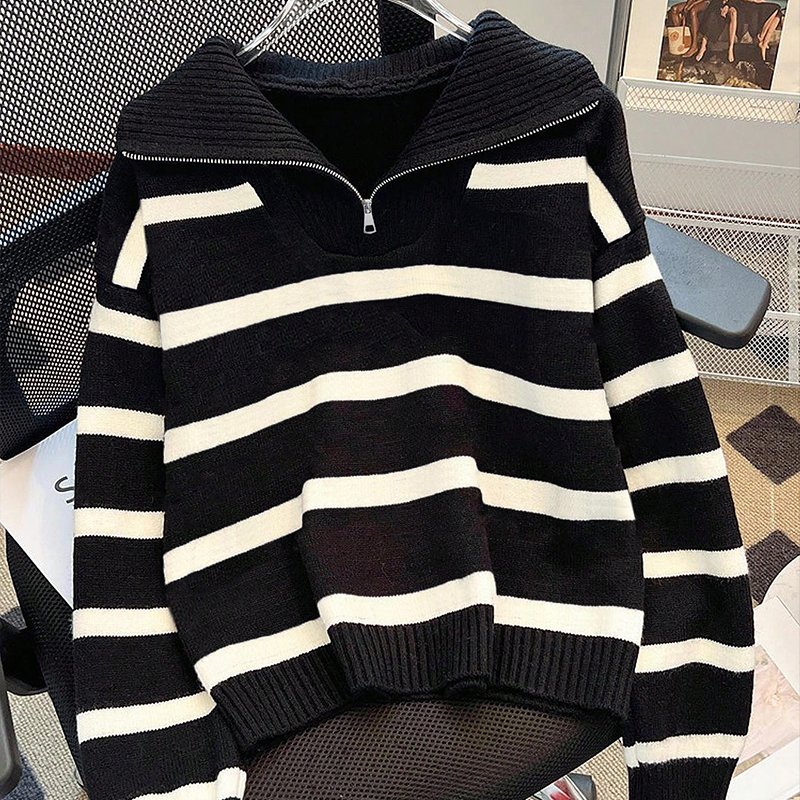 Women's color-blocked striped sports sweater, half-open front collar long-sleeved top, highly versatile suitable for outdoor and indoor exercise,