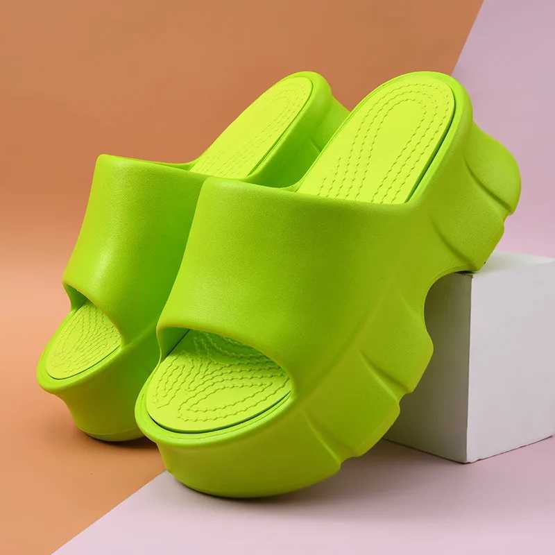 New 5.5cm Foot Sliding Block for Womens Summer Garden Womens Sliding Block Flip up Womens Platform EVA Sliding Block Outdoor Beach SlippersXJ250407