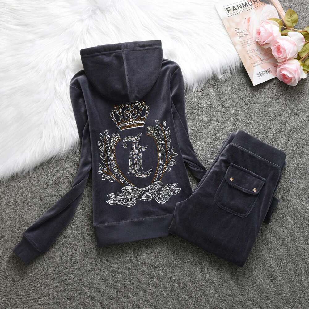 Tracksuit 2025 New Winter Women Veet American Streetwear Hooded Sweatshirt 2Pc Casual Women's Suit