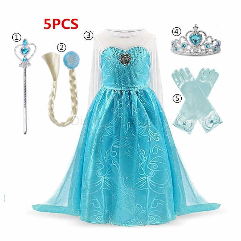 Disney Elsa costume girl 2023 white glitter carnival party childrens costume Halloween role-playing snow queen Elsa princess dress X250408