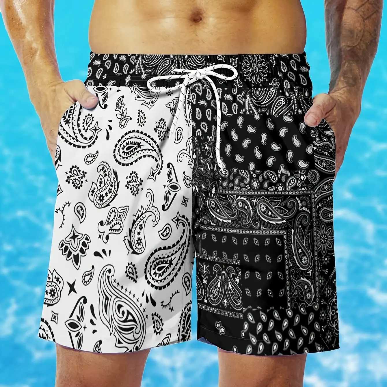 Hawaiian beach shorts Paisley Bandana 3D printed mens summer vacation luggage casual surfboard shorts swimsuit childrens clothingXJ250407