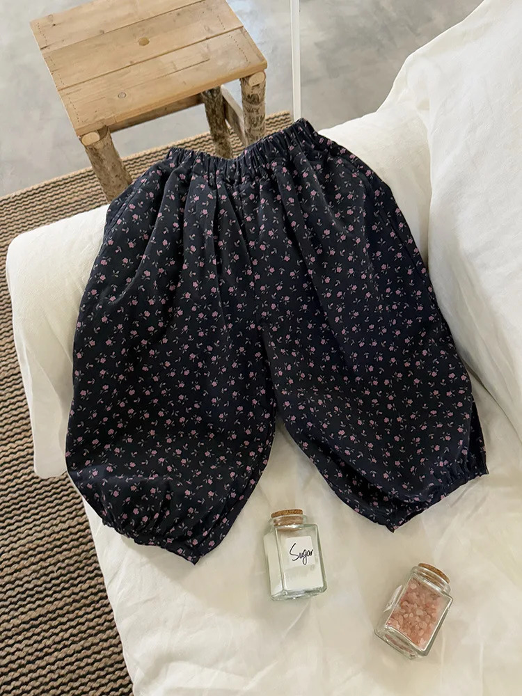 Spring Baby Flower Lantern Pants Cotton Loose Harem Trouser Comfortable Childrens Casual Pants Fashion Preschool Bottom 250408
