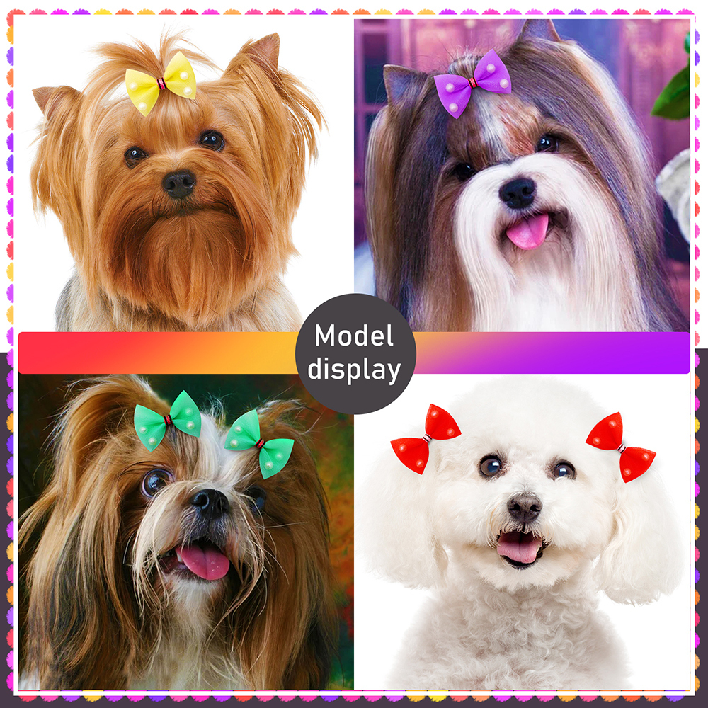 20pcs Lace Pet Dog Hair Bows for Small Dogs Flower Dog Bow Dogs Girls Rubber Band Bows Pet Hair Grooming Accessories Supplier