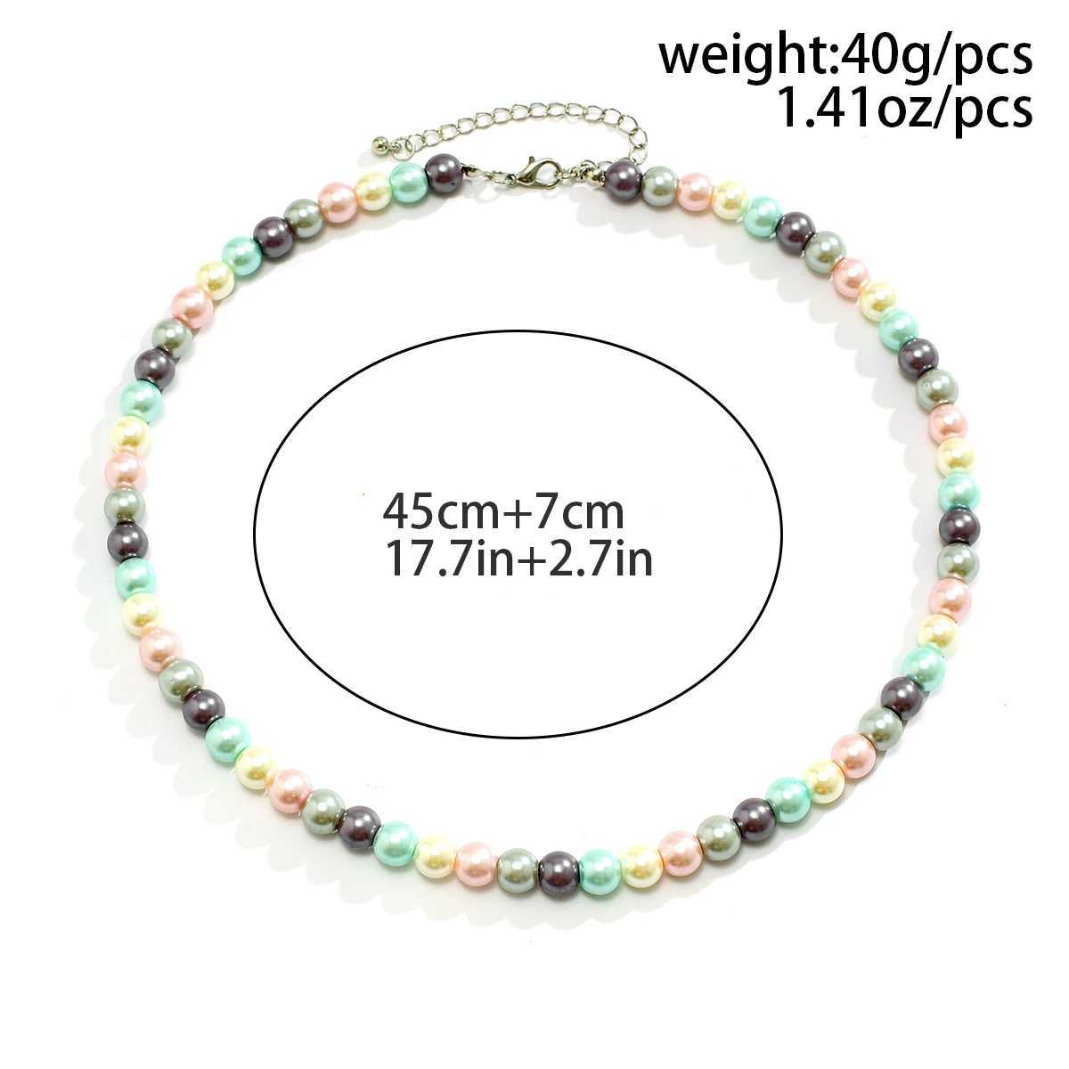 PuRui Trendy Glass Imitation Pearl Necklace Men Handmade Strand Mix Color Beads Choker Hip Hop Jewelry Collar Simple Street GiftC250407