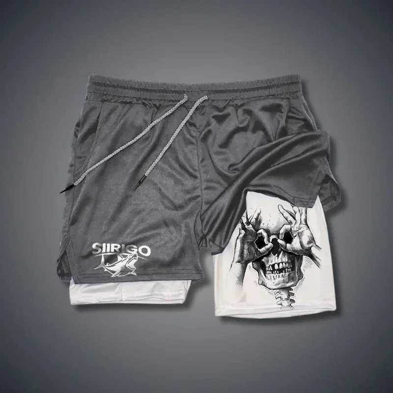 New 2-in-1 sports shorts mens breathable and casual sportswear double-layer running M-3XL basketball shortsXJ250407