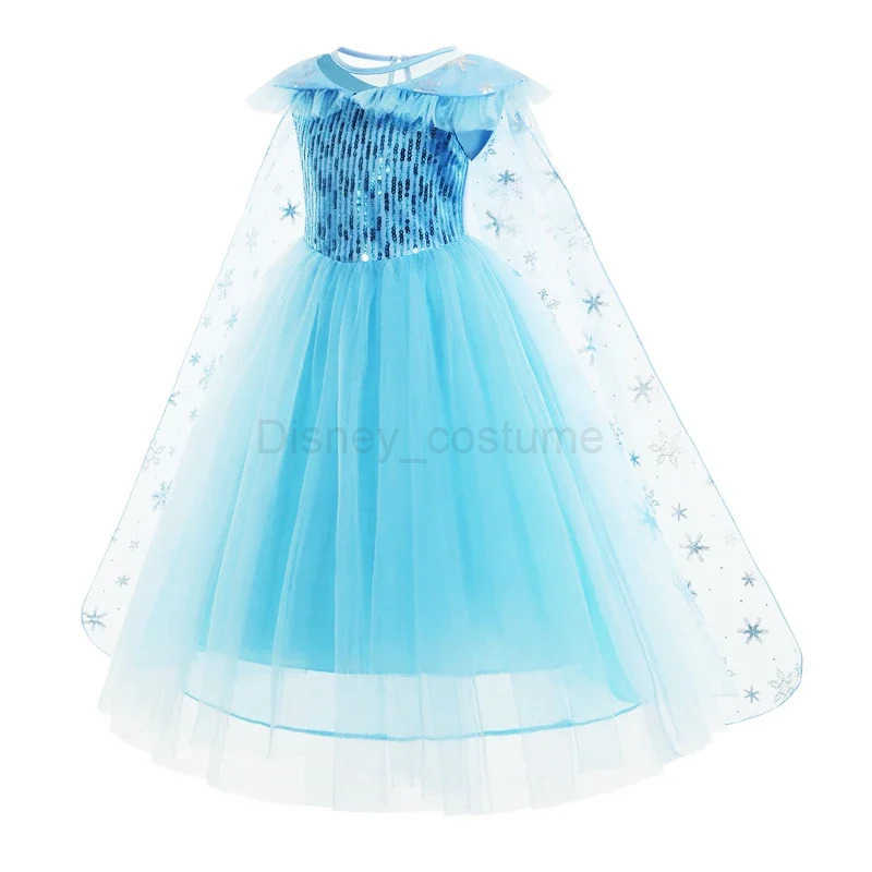 Disney Girl Elsa Dress Costume Childrens Role Play Princess Dress Snow Queen Vestido Childrens Birthday Party Sukienki X250408