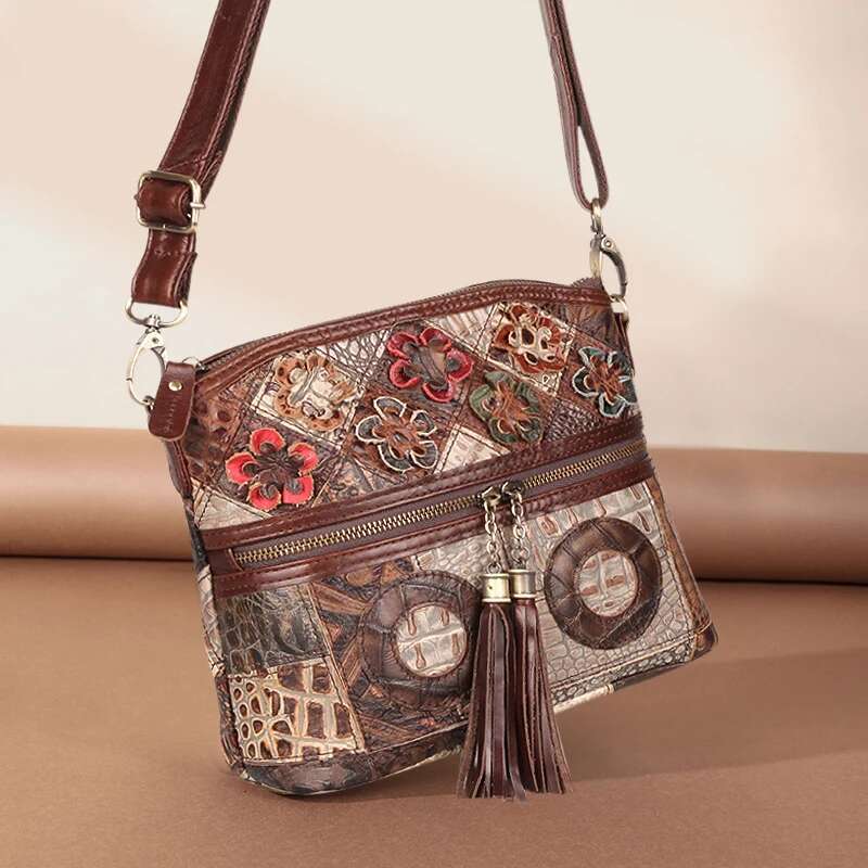 Crossbody Bags Cowhide Genuine Leather Designer Classic Tassels Shoulder Handbags Retro Causal Women Satchles Sac