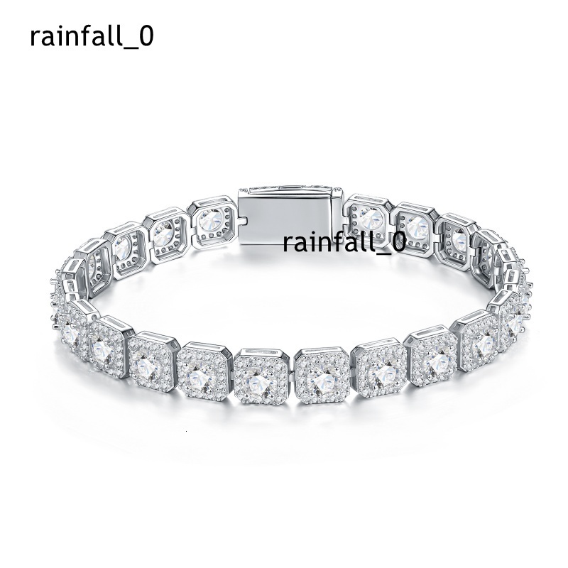 White Color 20cm Length S925 Silver Rhodium Plated Bracelet Round Moissanite Tennis Chain Bracelet Women Jewelry Bracelet