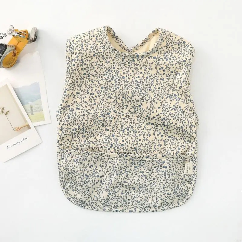 Baby Drool Bib Burp Cloth with Pocket Bag Sleeveless Waterproof Feeding Cloth Washable Apron Mess Smock Feeding Bibs 250408