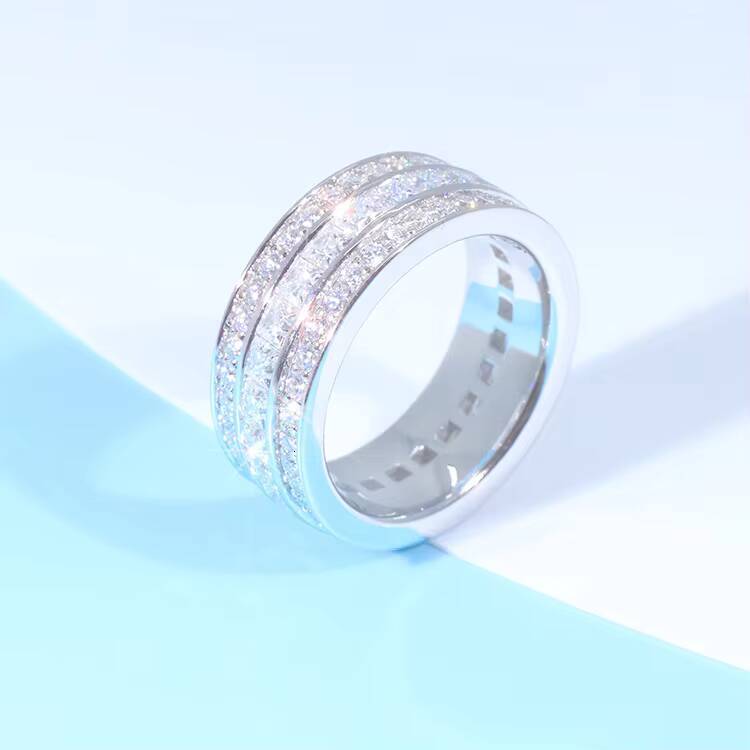 Fashionable Design Jewelry 925 Silver VVS Moissanite Iced Out Ring Cuban Ring for Hip Hop Men