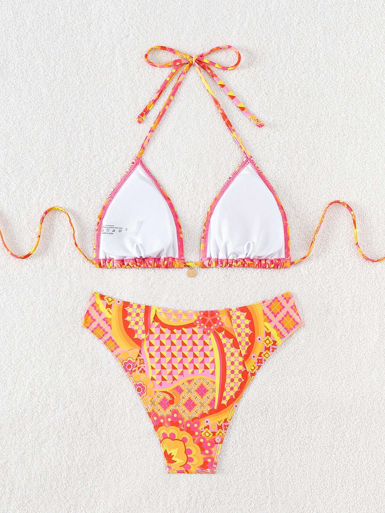 Dongdumaoyi Sexy Orange Print Bikinis Sets Women Luxury Push Up Bra Bikini Swimsuit Trend Summer Bathing Suit High Waist Swimwewar