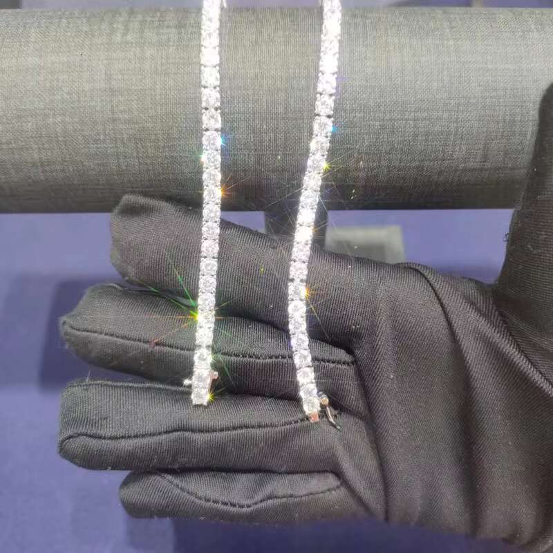 Fine Jewelry Silver 18k White Gold Plated 4mm Round Lab-Grown Diamond Tennis Bracelet Hip Hop Fashion Style