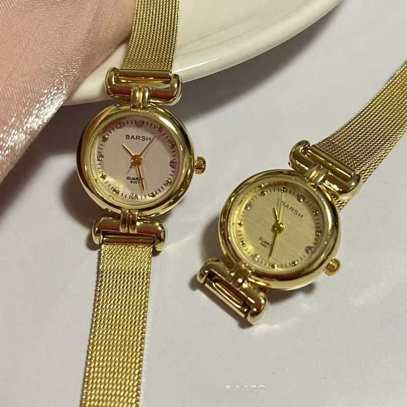 Medieval round gold watch vintage womens quartz watchT250408