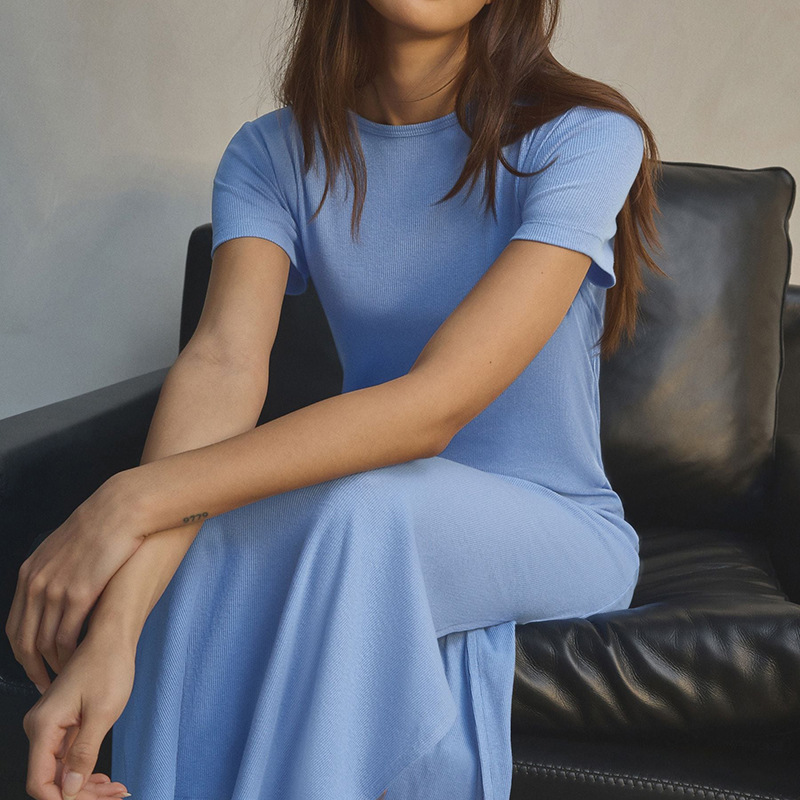 G2170 High quality retro temperament slim fit pullover hip skirt knitted dress processing custom women's skirt