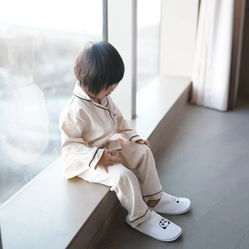 Spring Autumn Baby Boy Girl Simple Loose Pajamas Sets Toddler Child Long Sleeve Solid Cotton Sleepwear 2 Pcs Suits 0-5 Years 250407