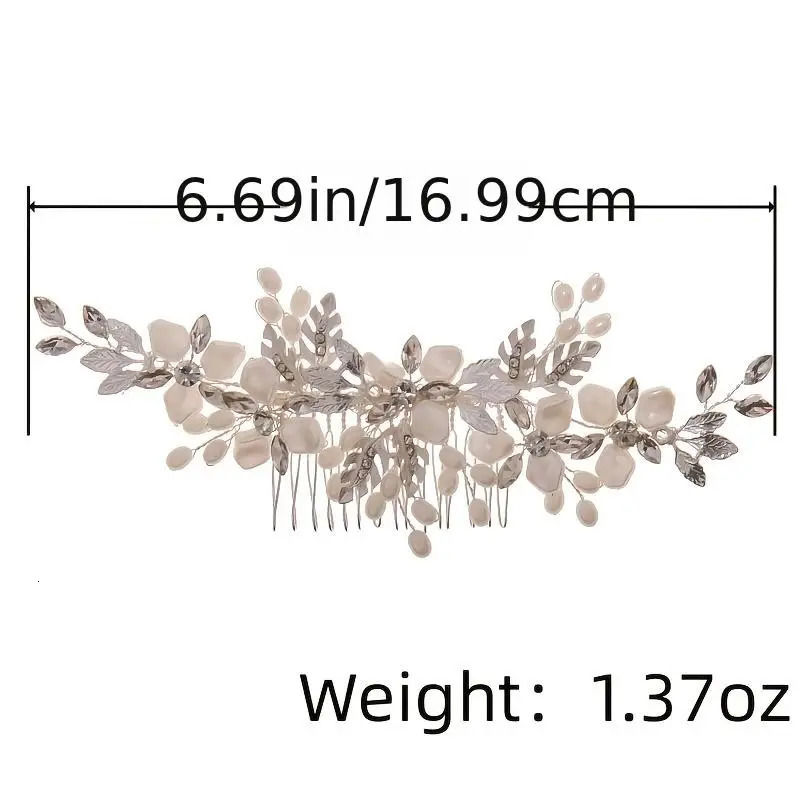 Silver pearl crystal Tiaras hair comb for wedding hair accessories bridal hair jewelry elegant womens headwear 250407
