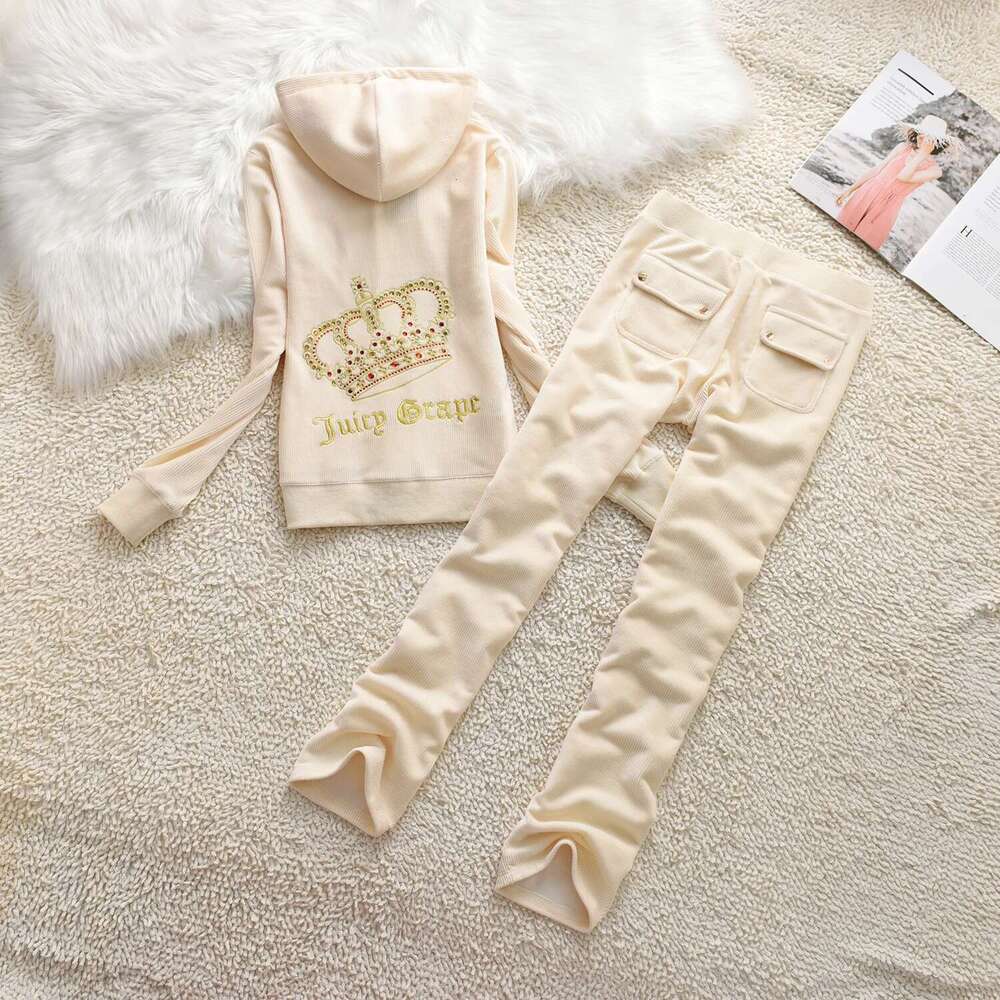 Veet Tracksuit Large Gemstone 3D Pattern Winter Warm Outdoor Sports Women Casual Hooded Sweatshirt Suit