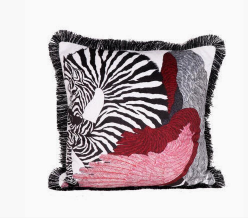 New Pillow Case Cover With Tassel Super Soft Veet Double-sided Printing Carriage Sign Horse Designer Sofa Cushion Covers