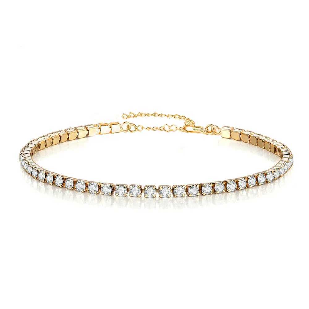2mm d Out Tennis Bracelets Fem Gold Silver Color Stainl Steel Cubic Zirconia Chain for Wen Wedding Jewelry GiftC250408