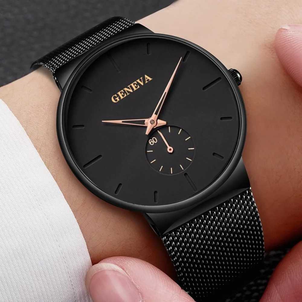 Fashionable mens watches top-notch luxury quartz watches mens casual ultra-thin mesh steel sports watches Relogio Masculino Y250407