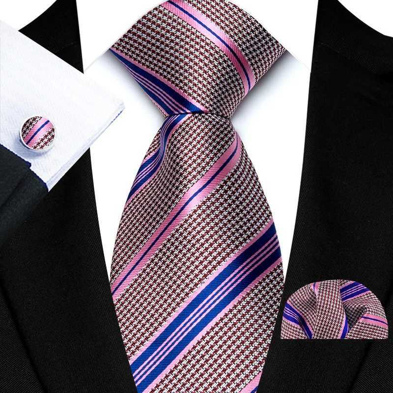 Business Mens Tie Luxury Striped 8cm NeckTie Pocket Square Cufflinks Set For Men Formal Fashion Wedding High Quality Gravata X250407
